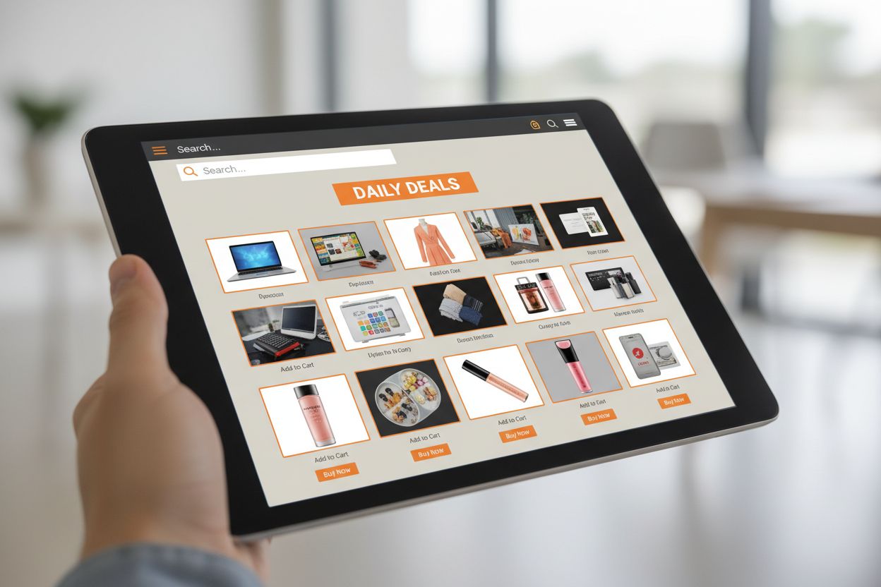 Come vendere su Temu dall’Italia: interfaccia di un marketplace con prodotti