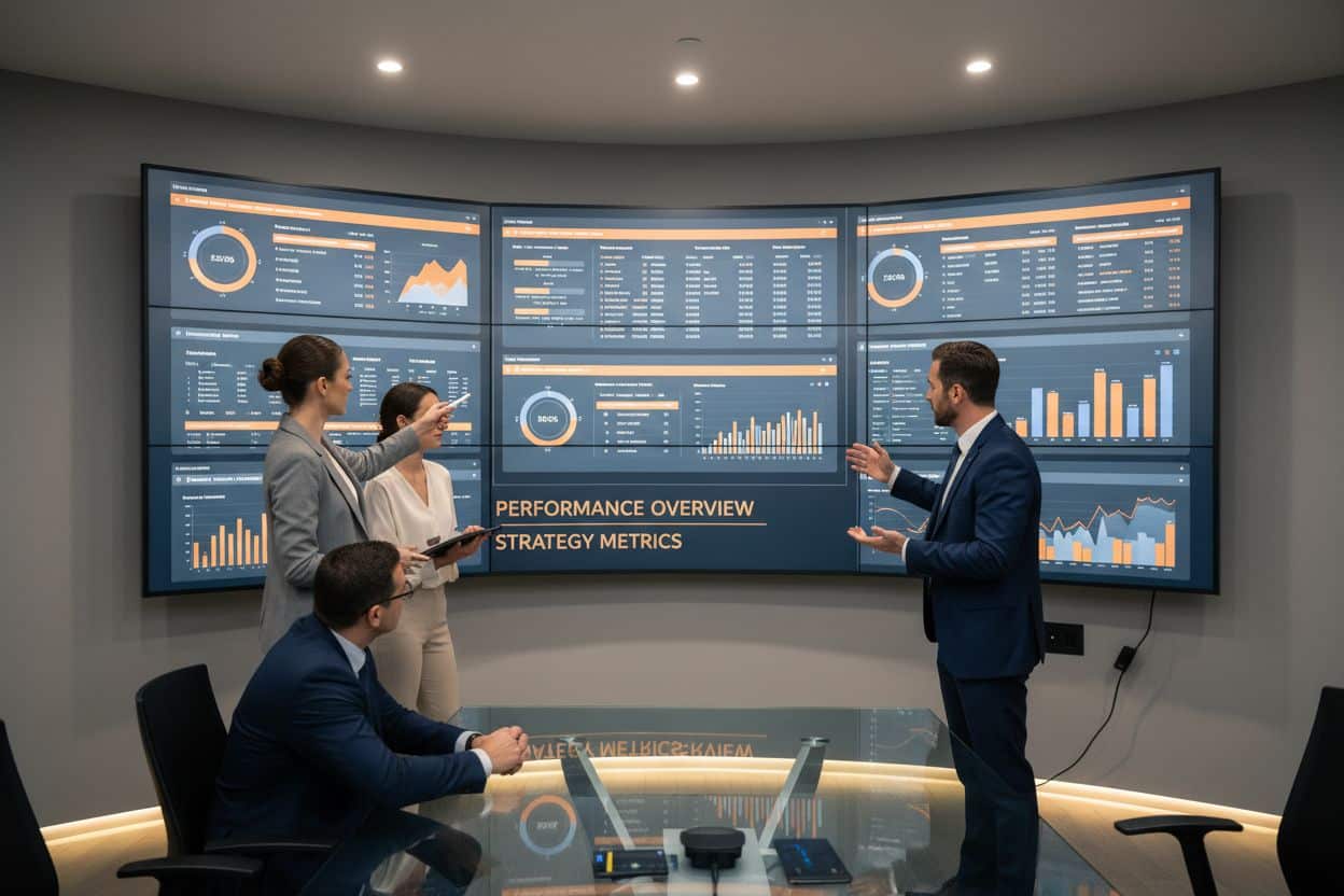 Consulenza Business Intelligence: guida pratica per imprenditori e marketing man: team che analizza dashboard