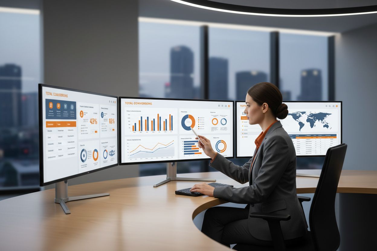 Guida completa al performance marketing: cos'è, come funzion: imprenditore analizza dashboard di performance marketing