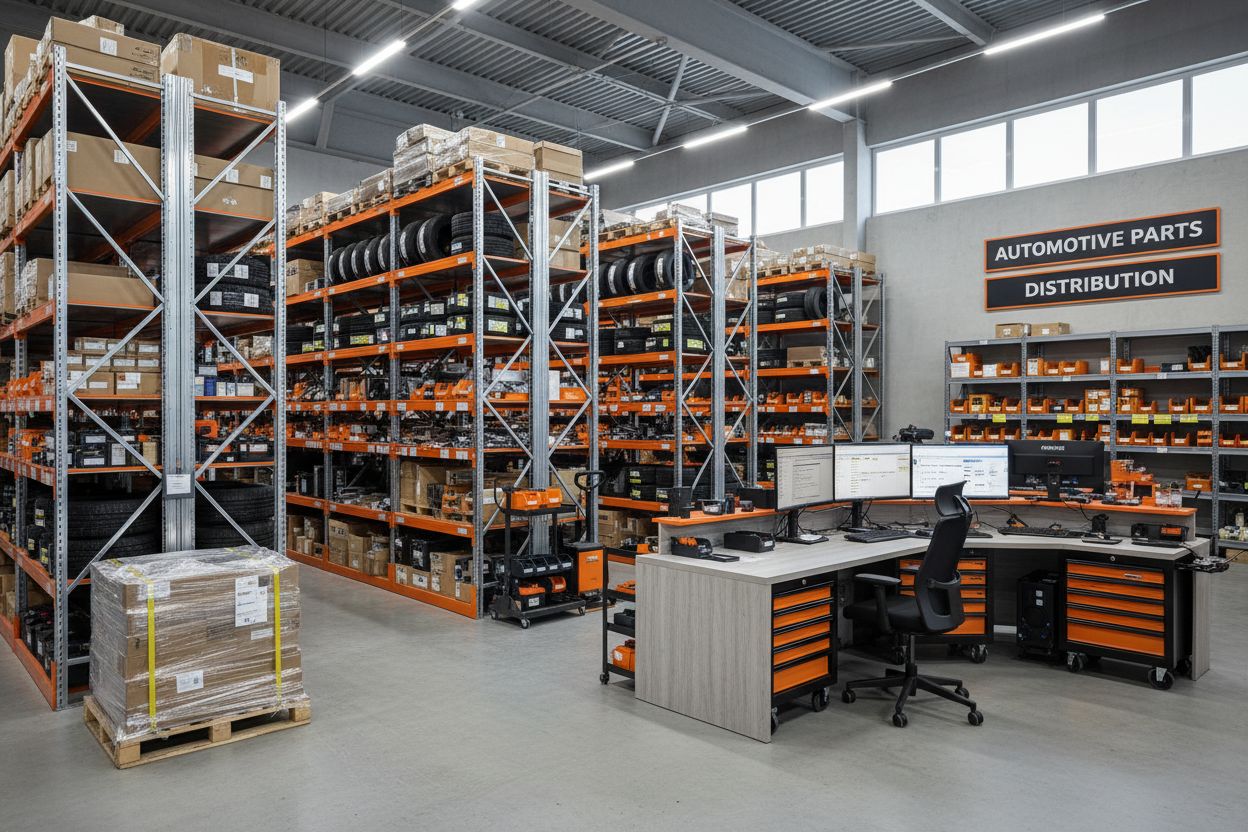 Marketing per ecommerce ricambi auto: magazzino ricambi auto con stazione di lavoro