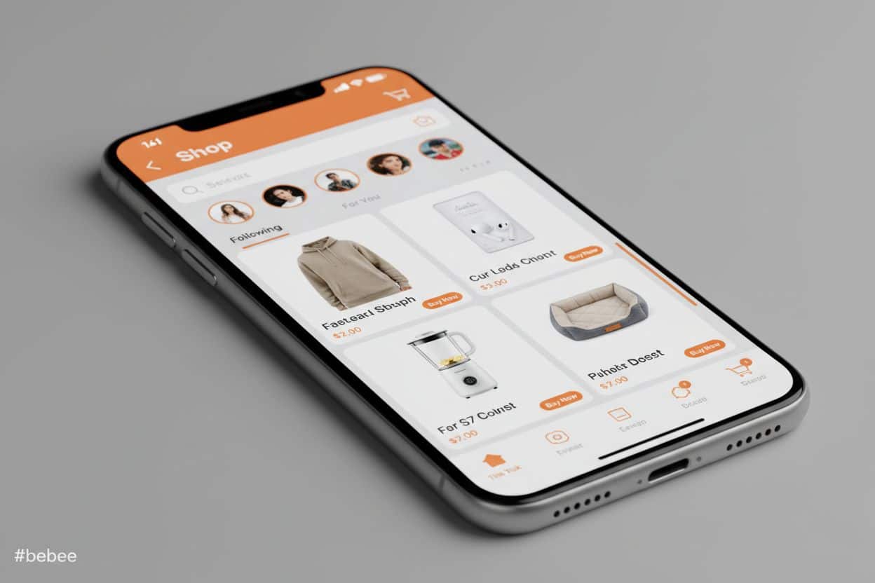 Vendere su Tik Tok: vetrina tiktok shop su smartphone