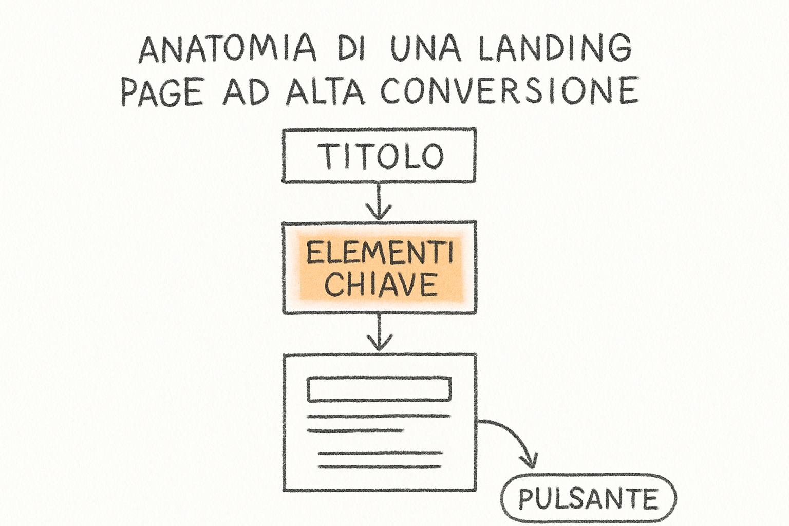 Struttura di una landing page lead generation efficace con titolo, form e call to action ben posizionati.