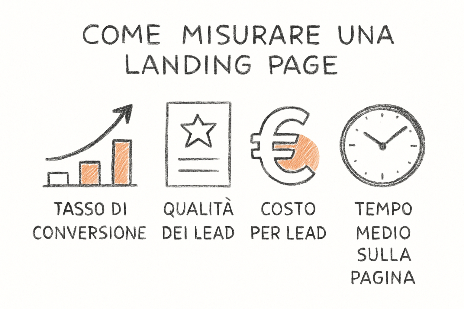 Dashboard con metriche di performance per valutare l'efficacia di una landing page lead generation B2B.