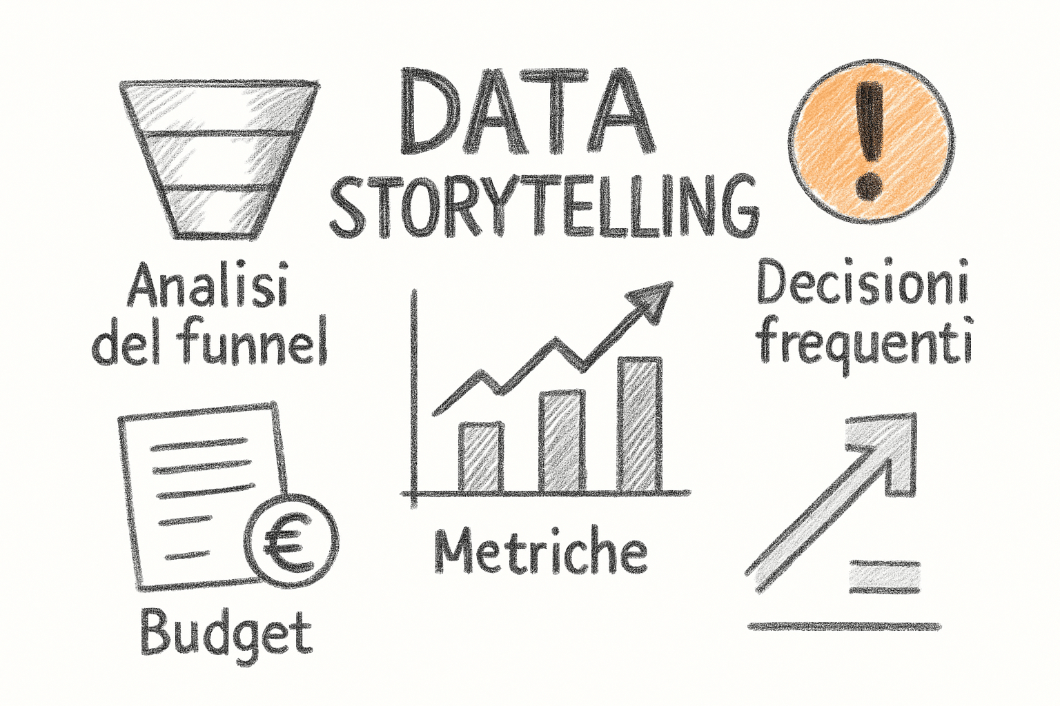 Confronto tra canali di marketing analizzati con data storytelling per orientare le decisioni di budget aziendale.