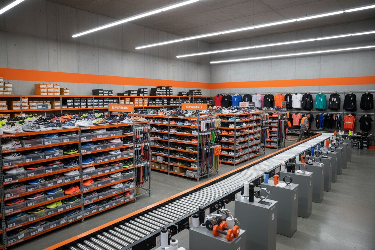 Marketing per ecommerce sport e brand fitness: prodotti sportivi e accessori fitness in un magazzino ecommerce