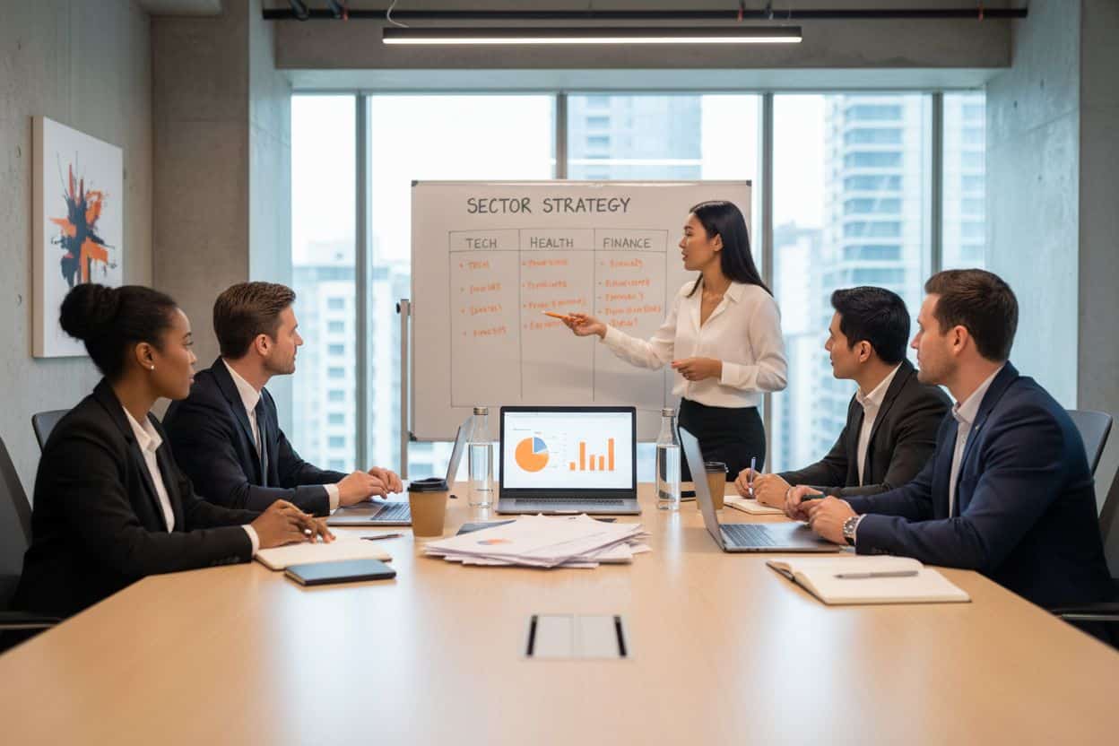 Marketing industry verticali: team di marketing che discute una strategia per settore