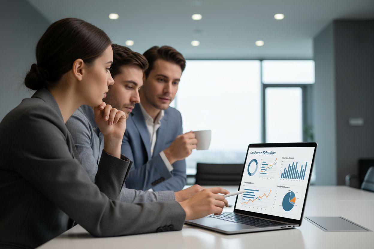Retention marketing: la guida pratica per capire se il tuo business è davvero in salute: team che analizza dati di retention 