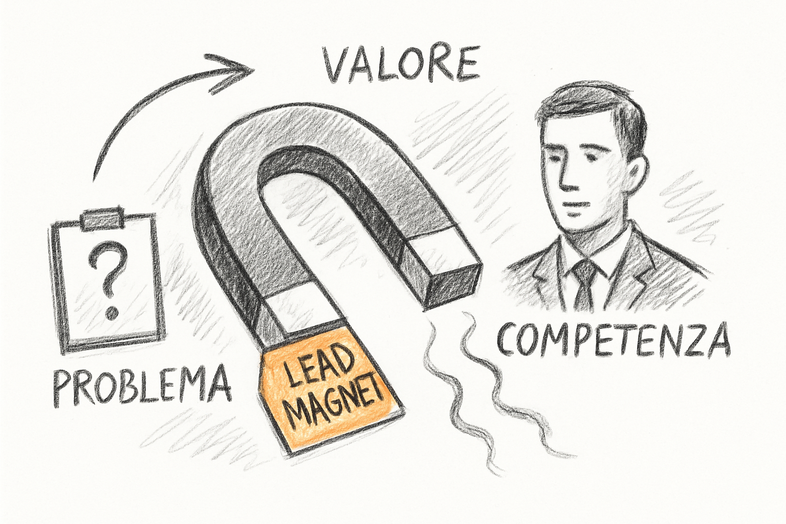 Decisore B2B che valuta diversi formati di lead magnet design per una strategia di lead generation efficace