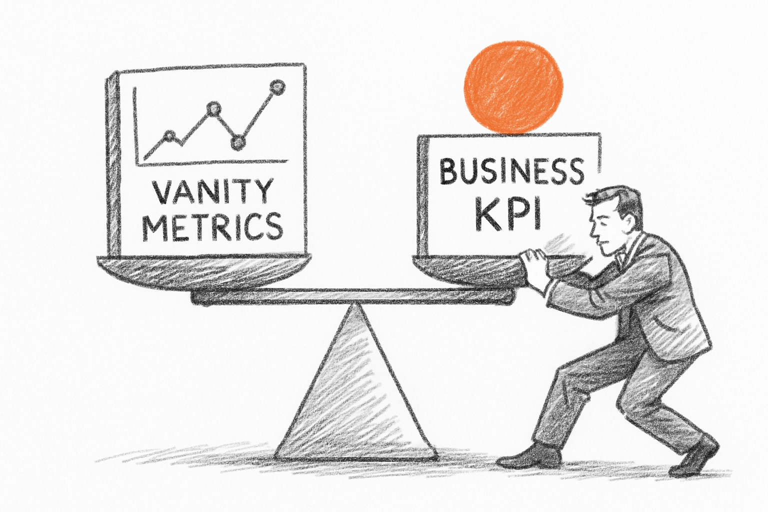 Concetto visivo che contrappone metriche di vanità e KPI TikTok Ads reali per misurare le campagne.