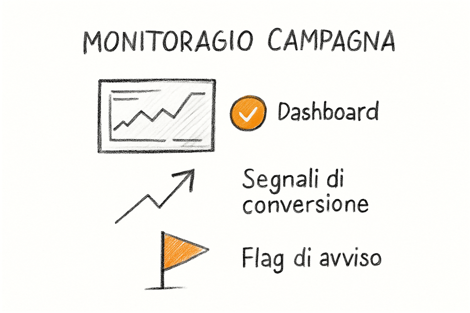 Dashboard di monitoraggio campagne AI Max Search Google Ads con indicatori di conversione e segnali di allerta nei primi 60 giorni