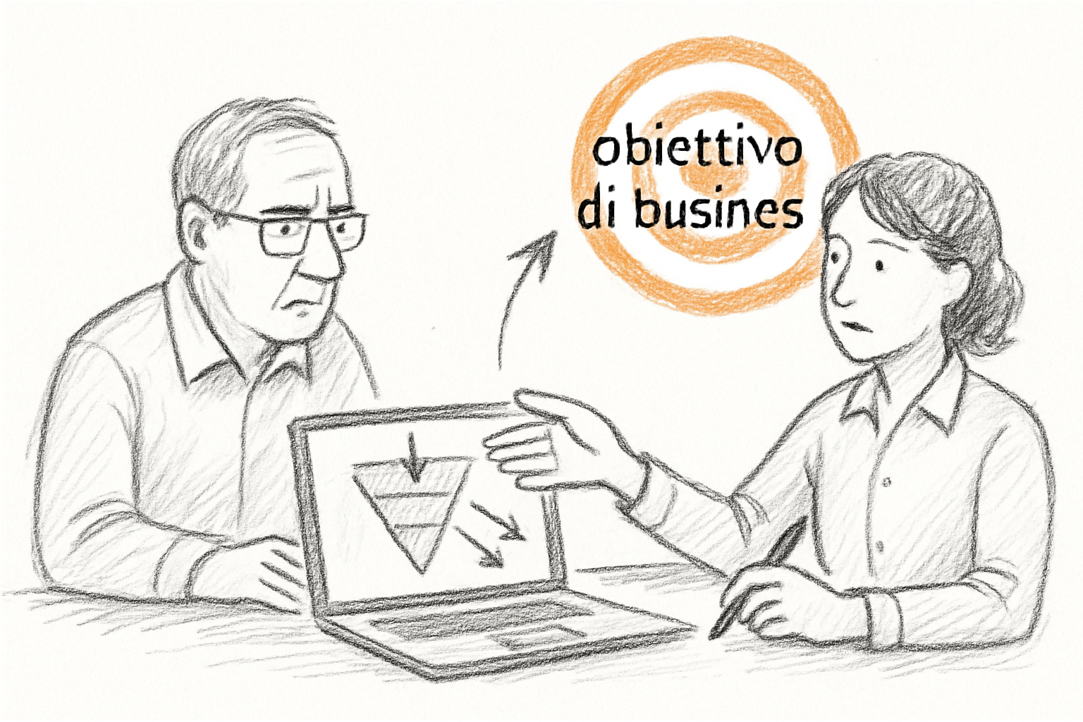 Consulente che presenta deliverable brandizzati di marketing automation white label al cliente finale.