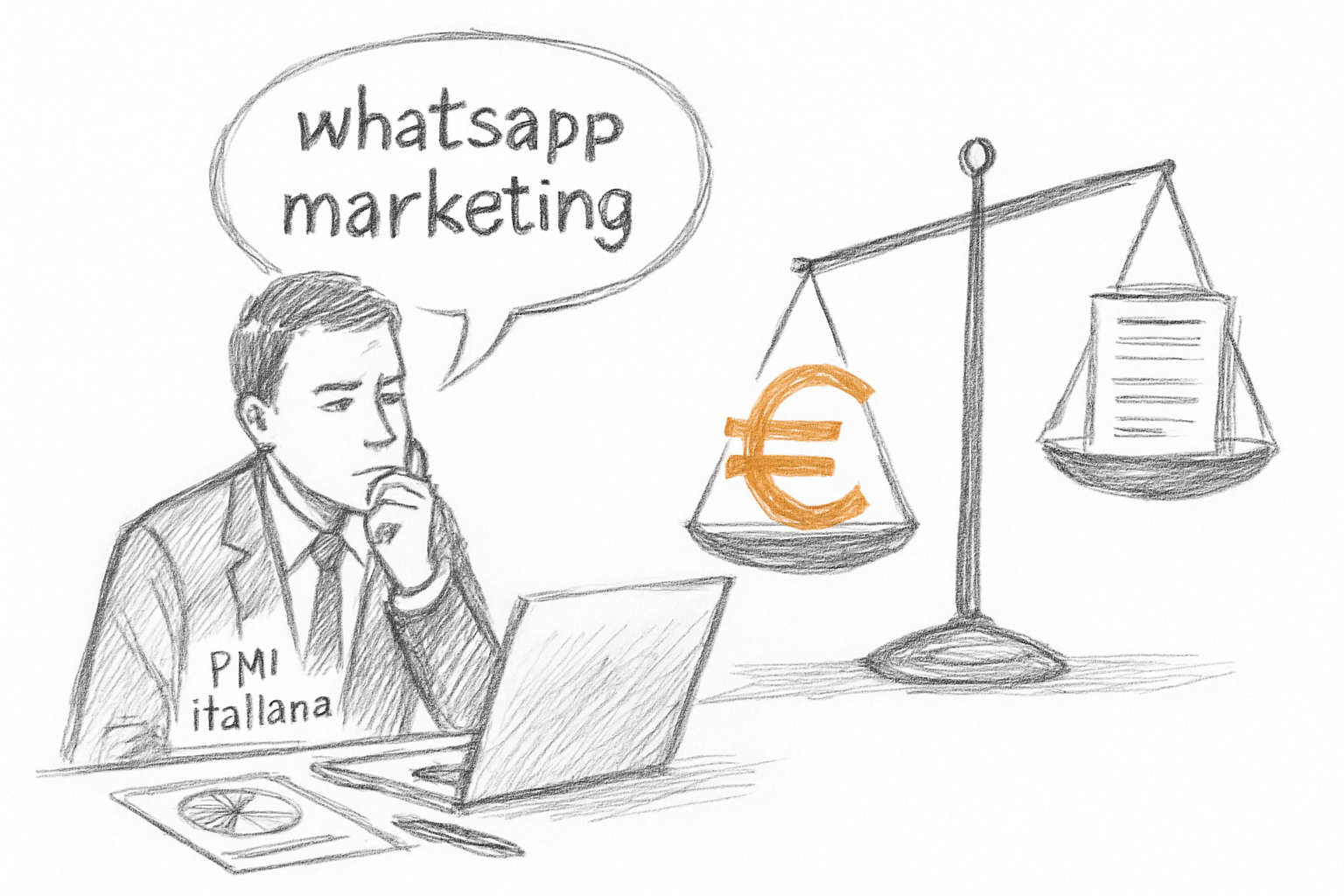 Imprenditore PMI italiana che valuta i canali di whatsapp marketing tra email SMS e messaggistica diretta