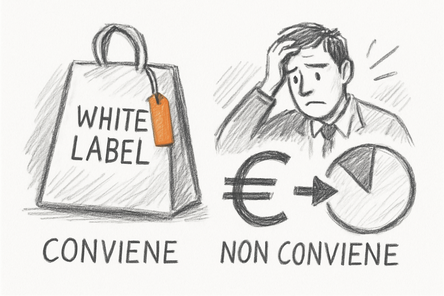 Bilancia concettuale che rappresenta vantaggi e limiti del modello white label per agenzie e consulenti marketing