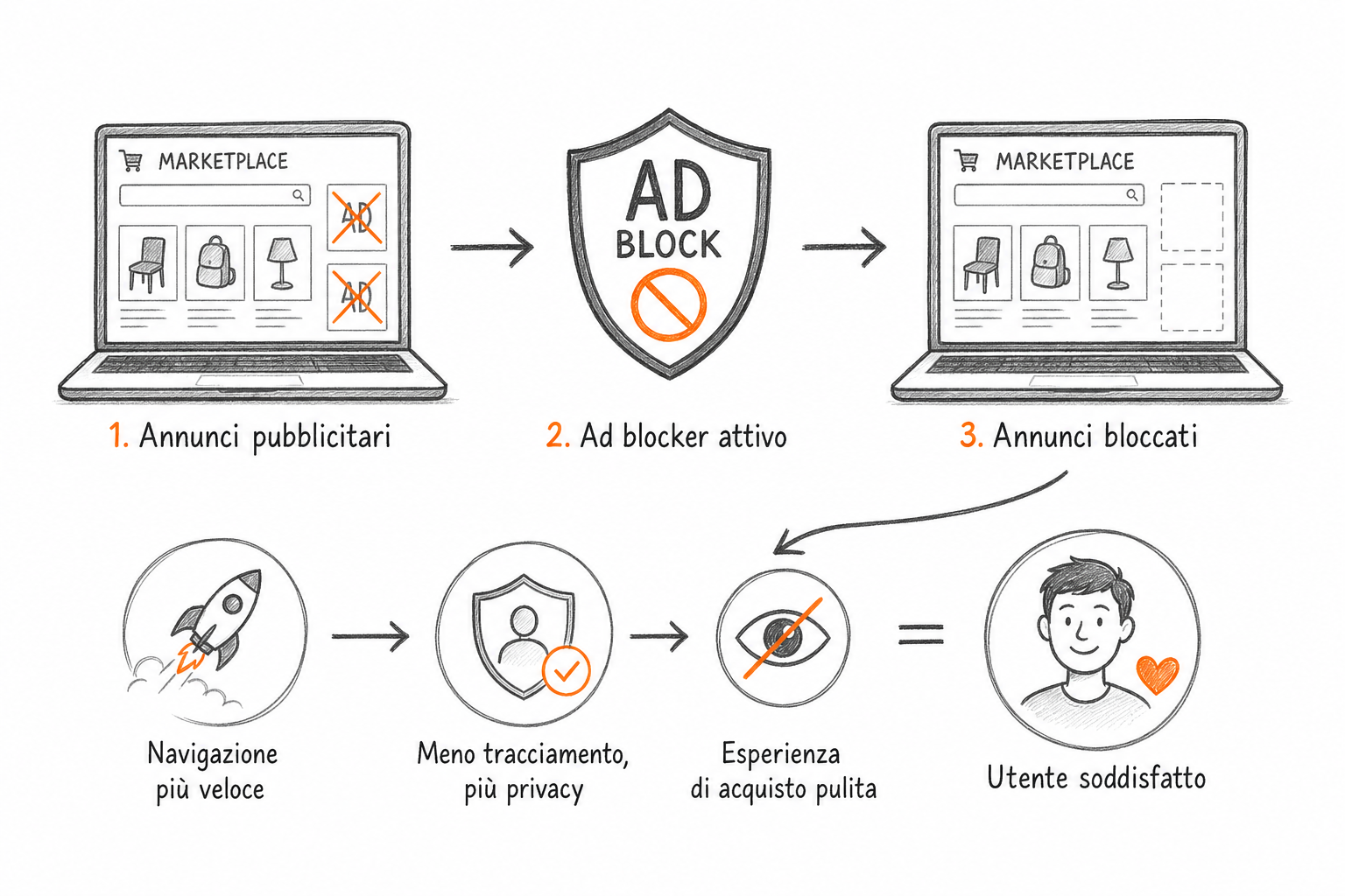 Schema che illustra l'assenza di Sponsored Ads per chi vende sex toys su Amazon, con canali alternativi di visibilità