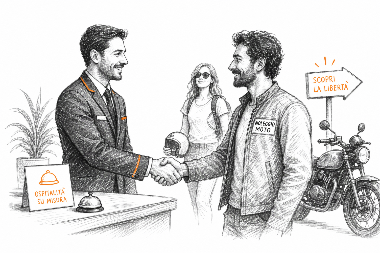 Partnership tra hotel e noleggio moto per attrarre turisti, strategia di marketing noleggio moto locale.