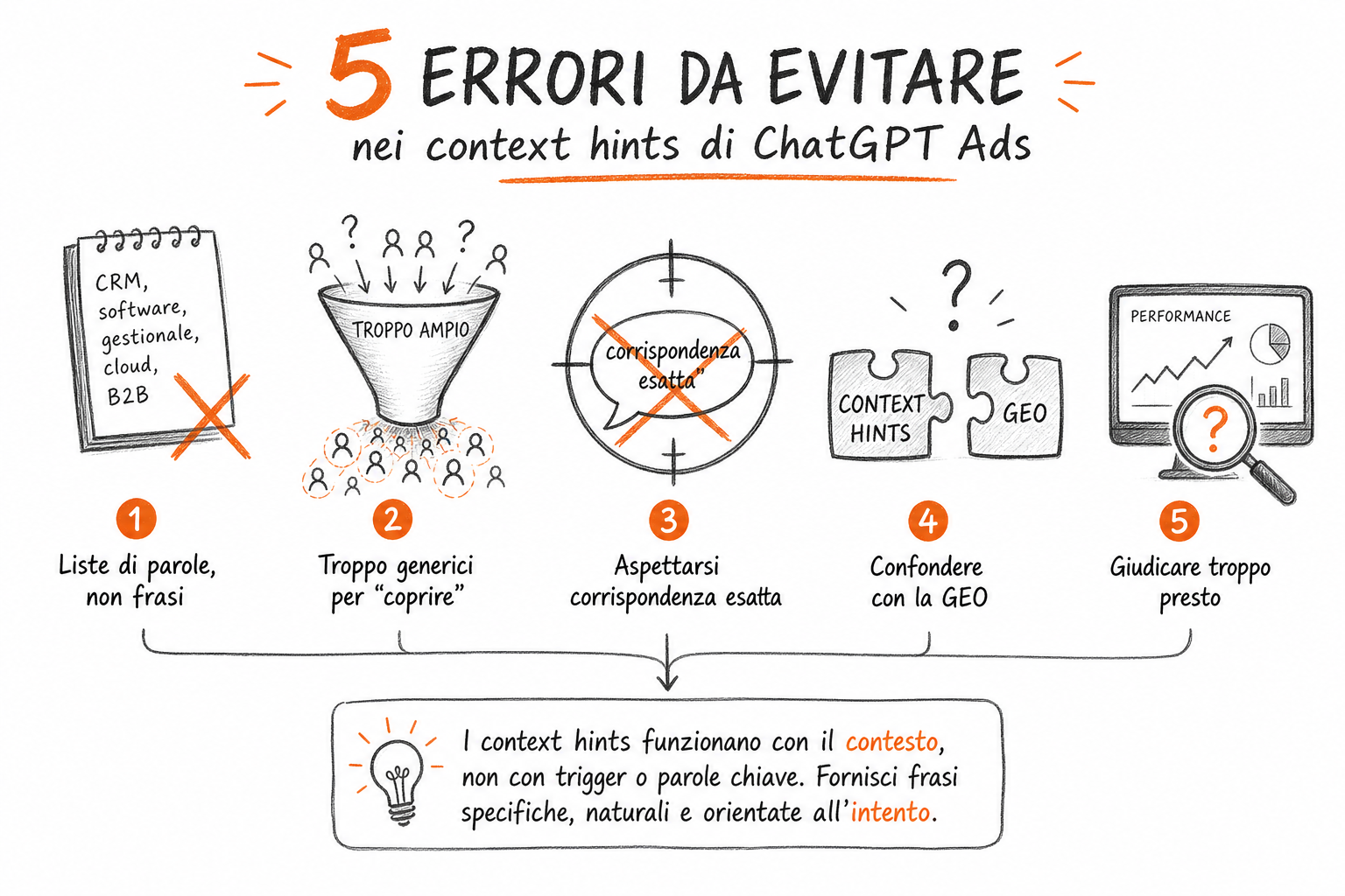 Errori comuni nella configurazione dei context hints per campagne ChatGPT Ads da evitare.