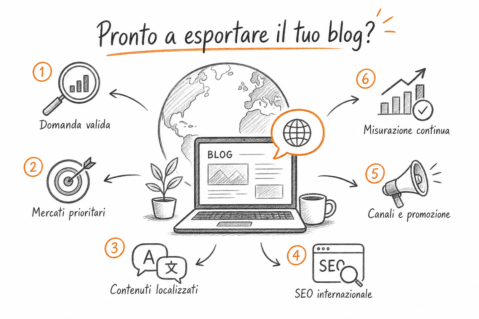 Infografica dei segnali che indicano quando aprire un blog multilingua per esportare è una scelta strategica giusta.