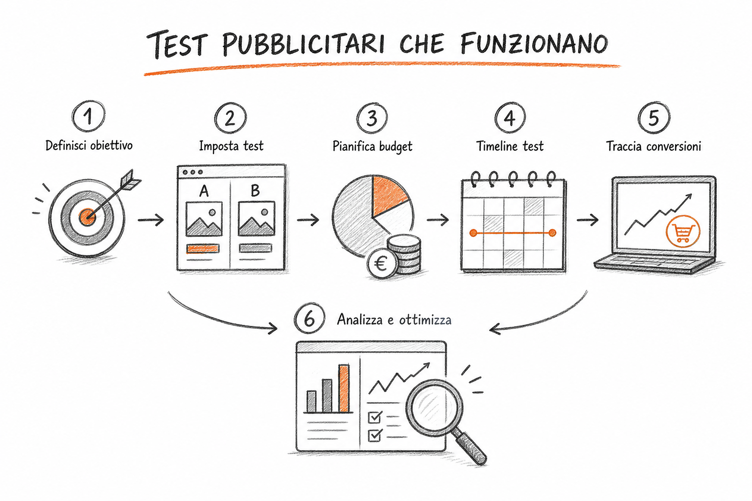 Metodo di test per le ChatGPT Ads B2B con budget giornaliero, ad group per contesto e tracciamento delle conversioni.
