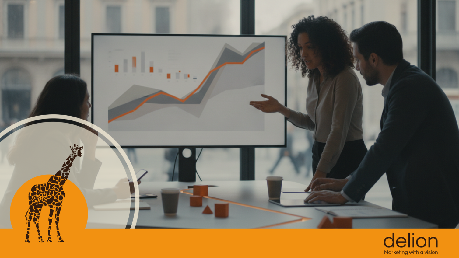 Imprenditore che valuta il budget per le ChatGPT Ads su schermo con dashboard costi e modelli d'offerta